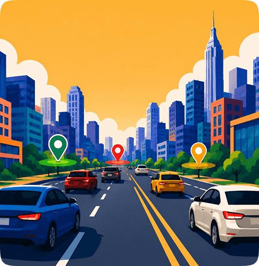 RideSpot city traffic illustration